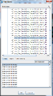 Second Field Selector window