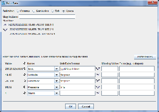 Point Data window defining columns in my *.txt file